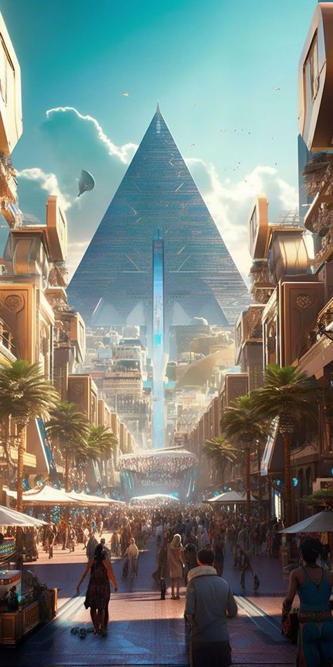 Futuristic Arabic City, Bazaar Concept Art, Cyberpunk Egypt, Sci Fi Vehicle Concept Art, Afrofuturism Architecture, Fantasy Kingdom Cities, Futuristic City Concept Art, Cyberpunk City Concept Art, Sci Fi City Futuristic Architecture