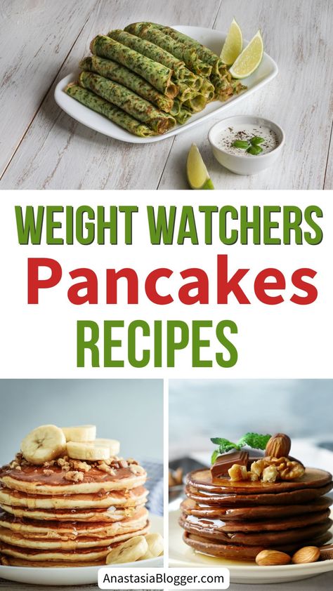 Weight Watchers Pancakes Recipes Low Point Weight Watchers Breakfast, Weight Watcher Pancakes, Ww Pancakes, 100 Calorie Breakfast, Delicious Easy Desserts, Ww Breakfast Ideas, Dessert Recipes For Summer, Weight Watchers Pancakes, Flourless Pancakes