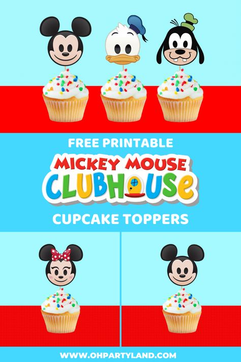 Free printable Mickey mouse clubhouse cupcake toppers #mickeymouse #mickey #minniemouse #minnie #mickeymouseclubhouse #cupcaketoppers #freeprintable #donaldduck #goofy Mickey Mouse Clubhouse Party Ideas, Clubhouse Party Ideas, Printable Mickey Mouse, Mouse Themed Party, Mickey Mouse Party Ideas, Birthday Mickey Mouse, Mickey Mouse Clubhouse Party, Cute Mickey Mouse, Mickey Mouse Clubhouse Birthday