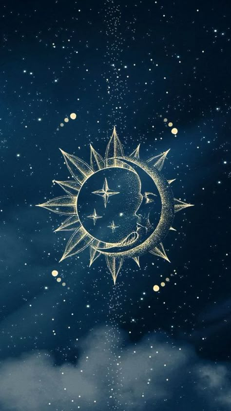 Moon And Sun Asthetics, Sun And Moon Phone Wallpaper, Sun And Moon Art Aesthetic, Sun Moon Stars Wallpaper, Moon And Sun Wallpaper, Sun And Moon Wallpaper, Celestial Navigation, Celestial Aesthetic, Moon God