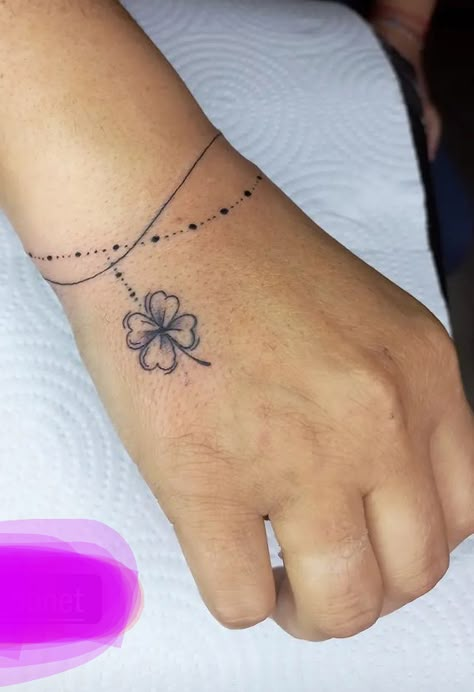 Grandchildren Tattoos, Sewing Tattoos, Shadow Tattoo, Clover Tattoo, Ankle Bracelet Tattoo, Small Girly Tattoos, Ankle Tattoos For Women, Bracelet Tattoo, Mom Tattoo Designs