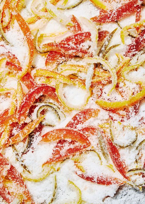 Sour Candied Citrus Peels Recipe | Bon Appetit Gluten Free Desserts Thanksgiving, Candied Citrus, Spiced Popcorn, Peppermint Fudge, Specialty Food Store, Gluten Free Thanksgiving, Movie Night Snacks, Candy Recipes Homemade, Sweets Candy