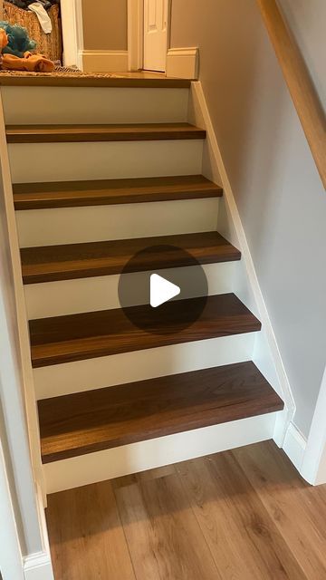 Jay Mowder on Instagram House Stairs Ideas Modern, Ideas For Steps In House, Turning Staircase Ideas, Stairs Makeover Ideas Wood, Ideas For Stairs Instead Of Carpet, Stairs Renovation Ideas, House Steps Designs, Stair Steps Ideas, Indoor Steps Ideas Stairs