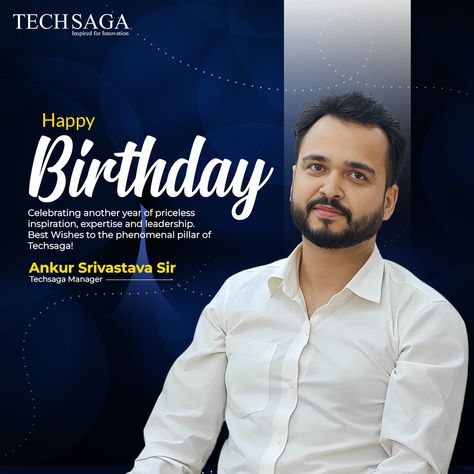 Dear Ankur Sir, your unmatched guidance drives Techsaga's success! Warmest birthday wishes from all of us. May your year be as brilliant as you are! 🎉🎂 . . #CelebratingTheBoss #InspirationPersonified #techsagacorporation #happybirthdayboss #birthdaycelebration #celebrating Birthday Corporate Design, Ceo Birthday Post, Corporate Birthday Post, Ceo Design, Happy Birthday Boss, Birthday Story, New Year Post, Wish You Happy Birthday, Birthday Posters