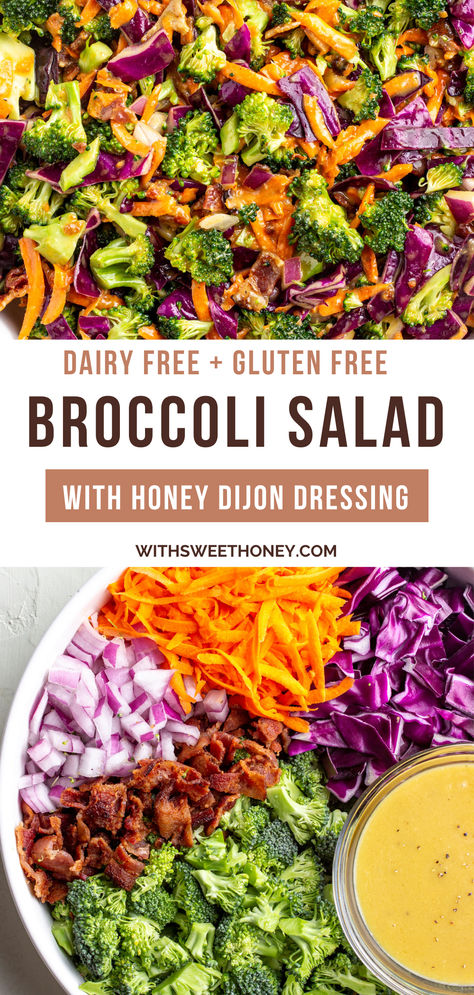 Quick Dairy Free Meals, Broccoli Slaw Salad Recipes, Gluten Free Recipes Salads, Lactose Free Salads, The Best Broccoli Salad, Dairy Free Vegetable Side Dishes, Best Potluck Salads, Healthy Keto Salads, Cold Lunch Ideas For Adults Healthy