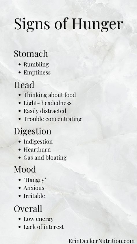 a gray graphic describing the different signs of hunger beyond stomach rumbling How To Stop Your Stomach From Rumbling, Hunger Cues, Vegan Probiotics, Healthy Food Facts, Feeling Hungry, Diet Culture, Happy Everything, Intuitive Eating, Low Energy