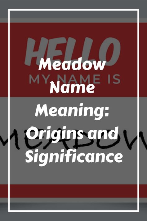 If you’re looking for a name that’s inspired by nature, Meadow might be the perfect choice for your little girl. This name has a rich history and an Feminine Names, Old English Words, Greek Names, Spanish Names, Unisex Name, Irish Names, Name Origins, Meaningful Names, Gender Neutral Names