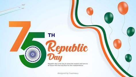 75th-republic-day-with-indian-flag-color-design-on-blue-background 75 Republic Day India, 75th Republic Day, 75th Republic Day India, Indian Flag Colors, Republic Day Photos, Ashoka Chakra, Green Gradient Background, Republic Day Indian, India Poster