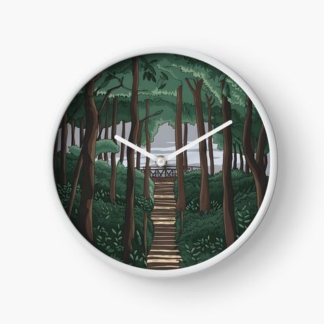 Get my art printed on awesome products. Support me at Redbubble #RBandME: https://www.redbubble.com/i/clock/trees-sky-clouds-mushrooms-forest-leaves-jungle-and-stairs-by-AA-designstore/166743747.7PFC0?asc=u Nature Clock, Mushrooms Forest, Forest Leaves, Sky And Clouds, Sky Clouds, Awesome Products, Stairs, Stuffed Mushrooms, My Art