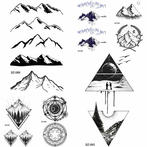 Berg Tattoo, Geometric Mountain Tattoo, Tatoo 3d, Element Tattoo, Sea Tattoo, Arm Art, Forest Tattoos, Geometric Mountain, True Tattoo