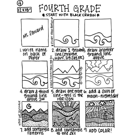 4th grade sub plans Line Landscape Art Lesson, 4th Grade Line Art Lesson, Teaching Line In Art, 4th Grade Art Lessons Plans, 5th Grade Line Art Lesson, Drawing For Grade 4 Art Lessons, 3rd Grade Line Art Lesson, Roll A Landscape, Elementary Art Line Projects