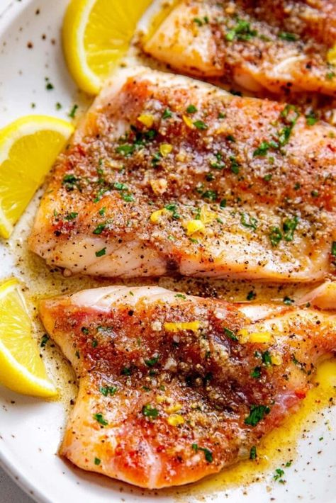 Garlic Butter Oven-Baked Tilapia Tilapia Recipes Baked, Oven Baked Tilapia, Baked Tilapia Recipes, Coconut Curry Chicken Recipes, Tea Cakes Southern, Easy Garlic Butter, Blue Zone Recipes, Fish Meals, Zone Recipes