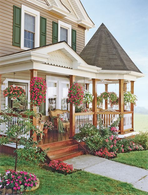 These before-and-after photos, including small porch makeovers and total exterior remodels, demonstrate how adding or refreshing a porch can boost curb appeal and complement your home's style #cottagecore #bhg Front Porch Remodel, Veranda Design, Front Porch Garden, Porch Remodel, Porch Addition, Building A Porch, Craftsman Bungalow, Front Porch Design, Backyard Gazebo