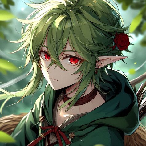 Gender Neutral Anime Pfp, Plant Character Design Male, Druid Oc Male, Green Hair Oc Male, Druid Hair, Elf Oc Art, Male Fairy Oc, Fae Character Design Male, Transformer Oc