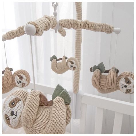 Nursery Decor Crochet Baby Nursery, Baby Mobile Arm, Sloth Nursery, Photo Frame Ornaments, Christmas Photo Frame, Girl Nursery Themes, Crochet Nursery, Cot Mobile, Nursery Room Inspiration