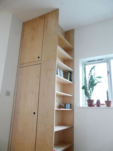 birch plywood shelving with integrated utility cupboard: Boiler Cupboard, Plywood Shelving, Utility Cupboard, Plywood Interior, Latest Interior Design Trends, Interior Design Boards, European Home Decor, New Interior Design, Casa Container