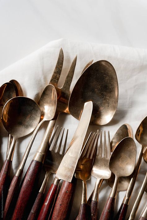 Bronze Silverware, Bronze Cutlery, Brass Silverware, Rustic Cutlery, Wood Silverware, House Utensils, Copper Silverware, Restaurant Cutlery, Start A Restaurant