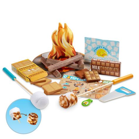 Let's Explore Campfire S'mores Play Set - Melissa And Doug Campfire Smores, Camping Toys, Campfire S'mores, Toasting Marshmallows, Biscuits Graham, Building Toys For Kids, Melissa And Doug, S'mores, Melissa & Doug