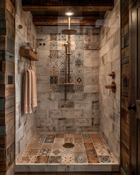 15+ Must-See Shower Bathroom Remodel Ideas for a Dreamy Retreat • 333+ Art Images Rustic Diy Shower Ideas, Country Walk In Shower Ideas, Bathroom Ranch Style, Part Tiled Bathroom Ideas, Country Home Bathroom Ideas, Rock Shower Ideas Walk In, Vintage Shower Ideas Bathroom, Boho Bathroom Shower Ideas, Fancy Shower Ideas