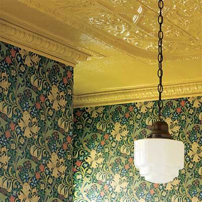 All About Tin Ceilings - This Old House Painted Molding, Beautiful Ceilings, Drop Ceiling Grid, Pressed Tin Ceiling, Tile Ceiling, American Tin Ceiling, Tin Ceilings, Metal Patina, Tin Panel