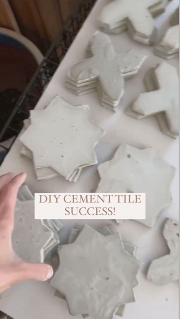 Abby Kulp DIY | DESIGN on Instagram: "DIY CEMENT TILES! Yep! I made my own cement floor tiles and you can too! It took me a few attempts to get it right - and now I have it perfected! 👉more in-depth steps in my DIY TILE highlight at @abby_roadhome Thanks to @benjaminuyeda and @vintagerevivals for the inspo to do this! . .#tiles #diyhomedecor #diyonabudget #ididit #handmadewithlove #youcandoit #bathroomremodel #renovation #cement #cementtile #reelsinstagram #reels #apartmenttherapy #doityourself #sodomino #betterhomesandgardens #oneroomchallenge" Cement Floor Diy, Cement Tiles Diy, Diy Concrete Tiles, Cement Stamps, How To Make Tiles, Concrete Floors Diy, Cement Floor Tiles, Cement Tile Floor, Tiles Diy