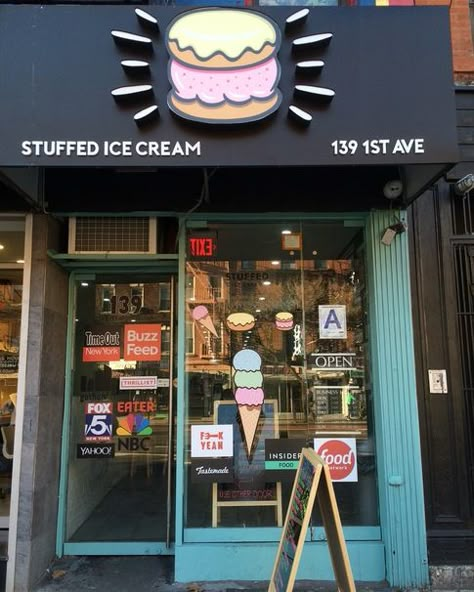 Get Ready for These Insane Desserts at Stuffed Ice Cream Soft Serve Ice Cream Shop Design, Ice Cream Signboard, Insane Desserts, Small Ice Cream Shop, Ice Cream Store Design, Ice Cream Shop Aesthetic, Ice Cream Shop Interior Design, Ice Cream Shop Interior, Cute Ice Cream Shop