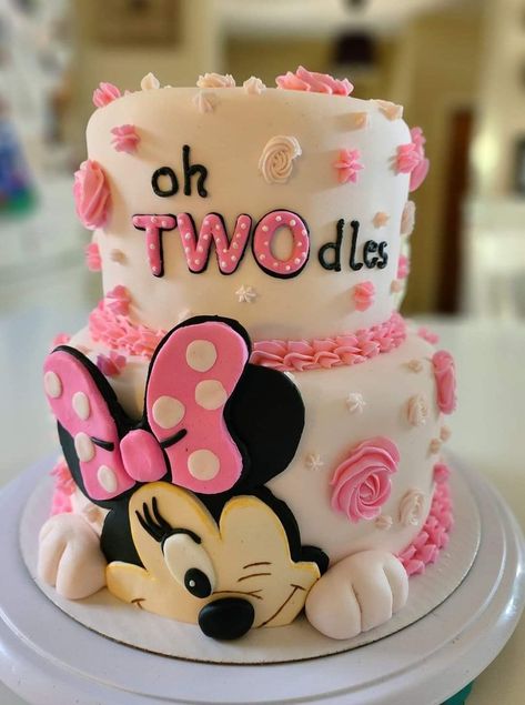 Oh Twoodles Girl Birthday Cake, Oh Twodles Birthday Girl Cake, Ohhh Twodles, Minnie Mouse 2nd Birthday Cake, Oh Twodles Birthday Cake, Oh Twodles Birthday Party, Minnie Mouse Cake Design, Twodles Birthday Party, Minnie Mouse Themed Party