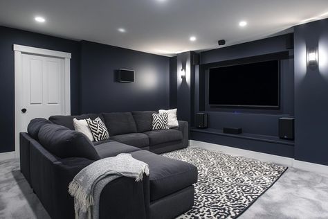 12 Best Paint Colors for a Basement: Transform Your Space with These Tips Basement Paint Colors Black Ceiling, Mancave Paint Color Ideas, Navy Basement Walls, Dark Grey Basement Walls, Dark Gray Basement Walls, Basement Dark Floors, Dark Gray Basement, All Black Basement, Black Basement Ideas