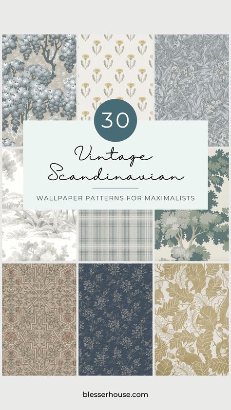 Scandinavian Cottage Interior, Scandinavian Cottage Style, Nordic Wallpaper, Scandinavian Farmhouse Style, Danish Decor, Swedish Wallpaper, Vintage Wallpaper Patterns, Scandinavian Cottage, Farmhouse Wallpaper