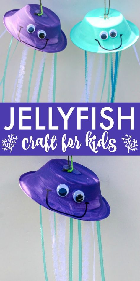 Hanging Jellyfish Craft for Kids - Fun Ocean Studies Activity Jellyfish Craft For Kids, Hanging Jellyfish, Babysitting Activities, Babysitting Ideas, Babysitting Crafts, Jellyfish Craft, Camp Activities, Fish Crafts, Summer Crafts For Kids