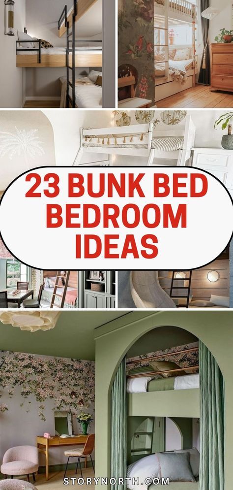 Pin these creative bunk bed room ideas to maximize space in your home! From sleek modern designs to cozy and rustic setups, get inspired to revamp your space. #HomeDecor #BunkBedIdeas #SmallSpaceLiving Bunk Room Ideas Built Ins, Custom Made Bunk Beds, Nightstand For Bunk Bed, Bunk Beds Guest Room Ideas, Bunk Room Built In Beds, Privacy Bunk Beds Ideas, Built In Bunks 8 Ft Ceiling, Diy Bunk Room Plans, Three Bunk Beds In One Room