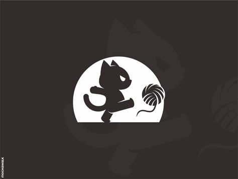 Cat Logo Design Icons, Black Cat Logo, Logo Design Ideas Creative, Cat Logos, Yarn Animals, Logo Cat, Cat Logo Design, Dark Kawaii, Bad Cat