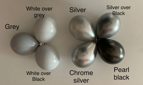 Colour Samples, Crafts Paper Flowers, Diy Crafts Paper, Silver Balloon, Misty Grey, Custom Balloons, Diy Crafts Paper Flowers, Construction Birthday, Colour Combos