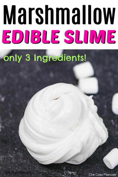 MARSHMALLOW SLIME Marshmallow Arts And Crafts For Kids, Edible Slime Recipe Marshmallow, Marshmallow Slime Recipe, Thanksgiving Slime, Marshmellow Slime, Edible Marshmallow Slime, Flour Slime, Marshmallow Slime, Fluff Slime