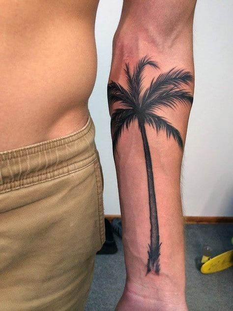 100 Palm Tree Tattoos For Men - Tropical Design Ideas Palm Tree Tattoos, Font Tato, Tree Sleeve Tattoo, Tree Tattoo Forearm, Tree Tattoo Arm, Tattoo Font For Men, Tree Tattoo Men, Palm Tattoos, Tree Tattoos