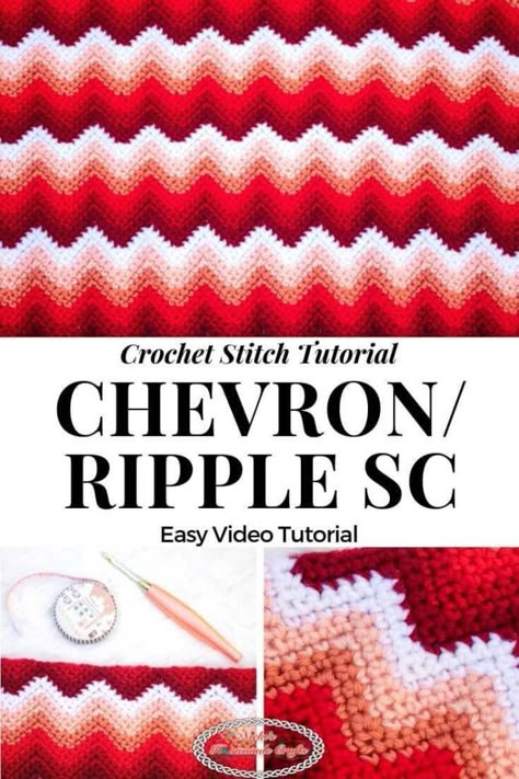 Single Crochet Tutorial, Chevron Stitch Crochet, Crocheted Stitches, Crochet Ripple Afghan Pattern, Chevron Crochet Blanket Pattern, Ripple Afghan Pattern, Crochet Ripple Pattern, Crochet Blanket Chevron, Ripple Stitch