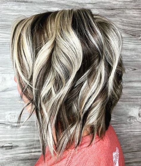 Bold Chunky Highlights, Dark Brown With Chunky Blonde Highlights, Modern Chunky Highlights, Blonde And Brown Chunky Highlights, Blonde Chunky Highlights On Dark Hair, Dark Hair With Chunky Highlights, Chunky Lowlights For Blondes, Chunk Highlights, Chunky Lowlights