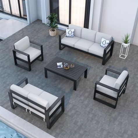 Metal Seating, Outdoor Patio Sectional, Aluminum Patio Furniture, Patio Furniture Set, Aluminum Patio, Patio Sectional, Patio Furniture Sets, Furniture Set, Minimalist Aesthetic