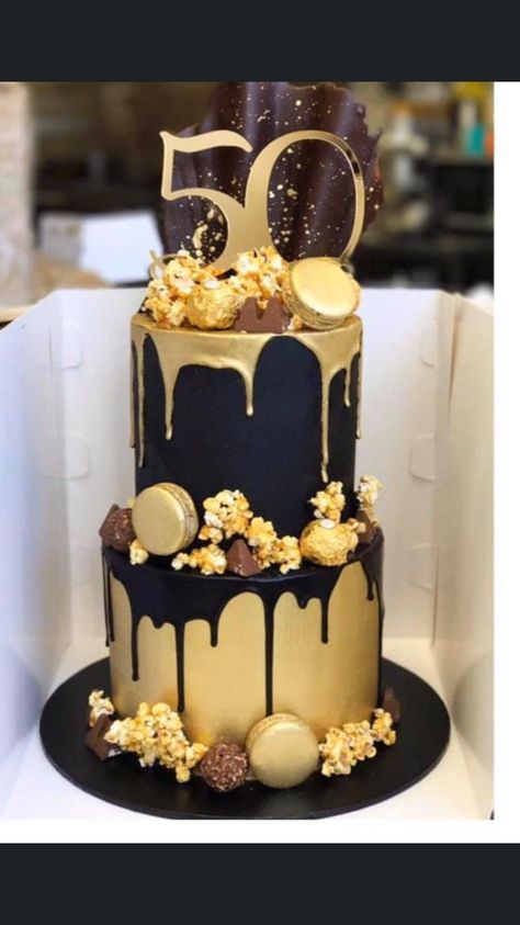 Cake Ideas Black And Gold, 5oth Birthday Party Ideas For Women, 50th Birthday Party Ideas For Men Cake, 50 Th Birthday Cake For Men, 50th Birthday Cakes For Women Elegant, Black And Gold Cake Ideas For Men, 80th Birthday Cake For Men, Black And Gold Birthday Cake, 50th Birthday Cake For Women