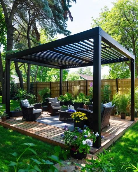 Garden Aesthetics, Patio Pergola, Back Garden Design, Backyard Gazebo, Backyard Renovations, Backyard Remodel, Backyard Pergola, Diy Backyard Landscaping, Patio Gazebo