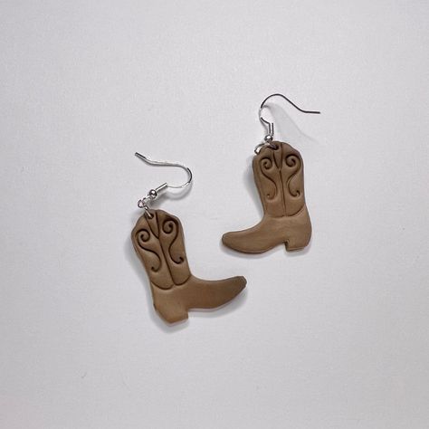 Cowboy Boot Clay Earrings | Western Style Earrings | Polymer Clay Cowboy Clay Earrings, Polymer Clay Cowboy Hat, Clay Cowboy Boot, Polyclay Earrings, Cowboy Earrings, Cowboy Boot Earrings, Boot Earrings, Aesthetics Jewelry, Earrings Western