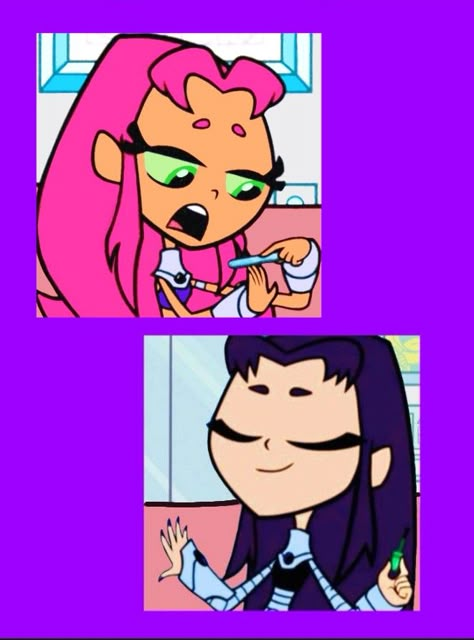 Starfire Sister, Pfp Bff, Titans Starfire, Purple Pfp, Teen Titans Starfire, Starfire And Raven, Star Fire, Cartoon World, Black Fire