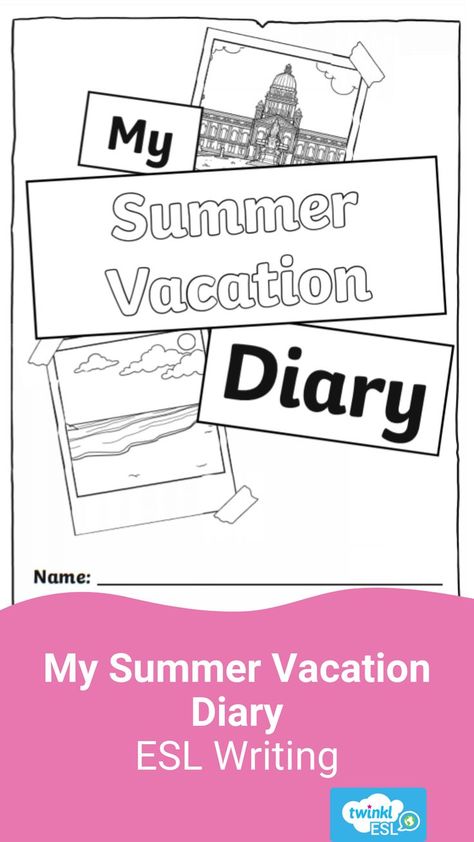 Summer vacation diary to help students practice their writing skills Perfect summer homework for ESL and EFL students. Describe Your Best Friend, English Diary, Homework Diary, Problem Solution Essay, Blank Picture, Teaching Worksheets, Composition Writing, Homework Worksheets, Diary Template