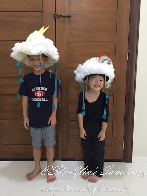 Diy Cloud Hat, Hat Day Ideas, Creative Hats For Kids, Crazy Hats Ideas, Diy Crazy Hat, Crazy Hat Day Ideas For Kids, Crazy Hat Ideas, Rainbow Costume Diy, Hat Party Ideas