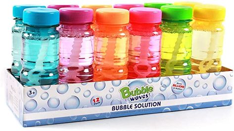 Amazon.com: Big Bubble Bottle 12 Pack - 4oz Blow Bubbles Solution Novelty Summer Toy - Activity Party Favor Assorted Colors Set : Toys & Games 6 Months Old Activities, Big Bubble Wand, Bubble Recipe, Blow Bubbles, Bubble Bottle, Big Bubble, Bubble Fun, Speech Delay, Toddler Birthday Party