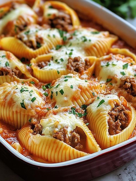 Italian Stuffed Pasta Shells, Stuffed Shells Thanksgiving, Stuffed Shells With Sausage And Ricotta, Easy Night Dinners, Sausage And Ricotta Stuffed Shells, Tuscan Stuffed Shells, Jumbo Pasta Shell Recipes Ground Beef, Creamy Ricotta Beef Stuffed Pasta Shells, Lasagna Shells Stuffed