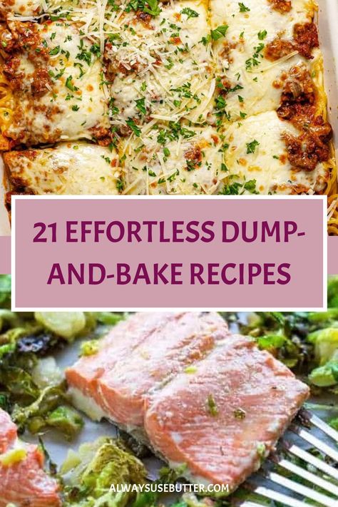 Explore the convenience of dump-and-bake recipes for easy and delicious dinners. With these simple one-dish meals, you can cut down on prep time without sacrificing flavor. From hearty casseroles to flavorful bakes, these dump and bake recipes are perfect for busy weeknights. Let your oven do the work while you relax or tend to other tasks. Try out these hassle-free meals today and simplify your cooking routine with dump-and-bake dinners. Take And Bake Meals Families Dinners, Dump Oven Dinners, Healthy Dump Recipes, Dump And Bake Freezer Meals, Easy Spring Meals Dinners, Oven Dump Meals, Dump And Bake Recipes Dinners, Dump Bake Dinner, Easy Dump And Go Dinners