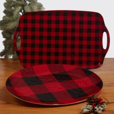 Big and bold red and black patterns decorate Certified International’s Red Buffalo Plaid melamine dinnerware and serveware. Made of durable heavyweight 100% melamine, these bright, colorful checks and plaids are a strong statement for any table and coordinate beautifully with other holiday and lodge designs. Great for indoor and outdoor holiday and seasonal dining and entertaining. Lodge Design, Christmas Entertaining, Red Buffalo Plaid, Platter Set, Melamine Dinnerware, Outdoor Holidays, Tartan Plaid, Serving Platters, Black Pattern