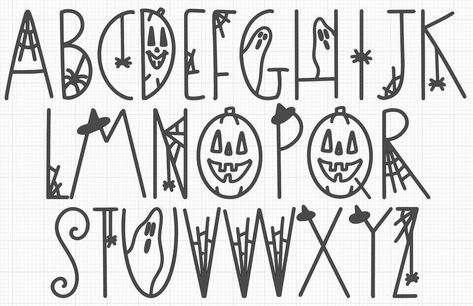 Spooky Writing Font, Halloween Font Alphabet, Easy Fonts Alphabet, Halloween Letters Alphabet, Spooky Fonts Alphabet, Halloween Hand Lettering, Spooky Fonts Alphabet Halloween, Spooky Alphabet, Spooky Lettering