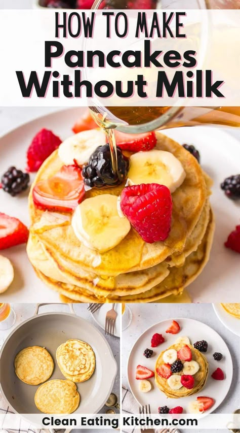 Whether you’ve run out of milk or you’re on a dairy-free diet, you’ll love this fluffy Pancake Recipe made without milk. I’ve also included gluten-free and dairy-free options so you can adapt it to your dietary needs. Pancakes With No Milk, Healthy Dairy Free Dinner Recipes, Dairy Free Lunch Recipes, Pancake Recipe Without Milk, Coconut Milk Pancakes, Dinner Recipes Dairy Free, Dairy Free Pancake Recipe, Healthy Dairy Free Recipes, Dairy Free Dinner Recipes